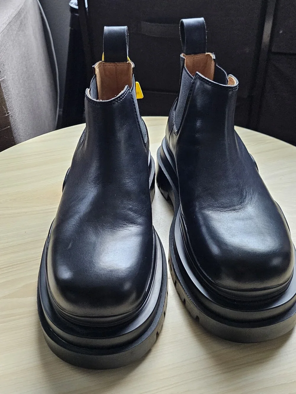 NB&BV Black Chunky Platform Chelsea Boots EU 45 US Men's 12 Pull On Lug Sole.